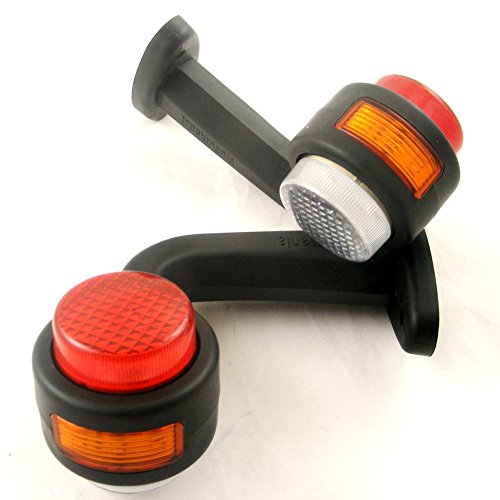 8 Luci LED Arancioni 24V Con Staffa Per Camion, Rimorchi E Caravan – Impermeabili IP67, Prodotte In Europa