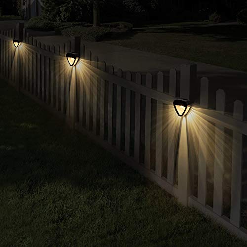 LeiDrail Solar Wall Lights Outdoor Deck Fence Light Solar Powered Landscape Decorative LED Warm White Lighting Waterproof for Stairs Step Yard - 4 Pack