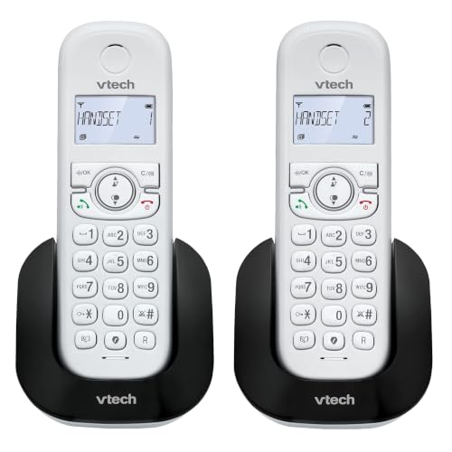 VTech CS1501 Telefono Cordless Casa Duo, Telefono fisso DECT con vivavoce e blocco chiamate, doppia ricarica, identificatore di chiamata, LCD Display retroilluminato e tastiera, modalità ECO, Bianco