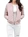 Allegra K Women Quilted Zip Up Raglan Sleeves Bomber Jacket S Pink