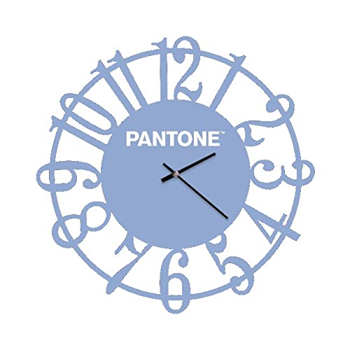 Pantone by Homemania Homemania Round Wall Decoration Clock for Living Room, Kitchen, Office – Blue, White Metal, 40 x 0.15 x 40 cm, Dimension du Produit: L40xP0,15xA40 cm, 0,8 kg