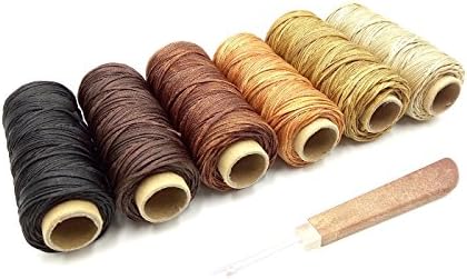 Inton 6pcs 210D Waxed Thread Sewing Supplies for Leather Tools Sewing Kit Leathercraft Kit Tools Stitching Sewing tools (210D, 6pc A)