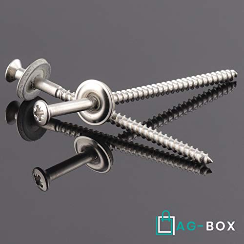 Spenglerschrauben mit Kreuzschlitz"Z" 4,5x20 mit U-Scheibe 15mm (100 Stück) aus Edelstahl A2 (V2A) ähnl. DIN 7995 Pozidriv Dichtscheibe Holzschrauben Pozi| AG-BOX® – Bild 8
