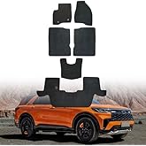 GXARTS Car Floor Mats Carpet Full Set Fit for Ford Explorer Base Limited Platinum Sport XLT 2015 2016 2017 2018 2019 6PCS | All-Weather, Velour, Black | Waterproof ＆ Anti Sliding Back