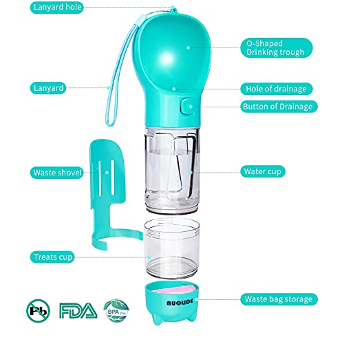 NUOLIDE Dog Water Bottles for Walking, 4 in 1 Portable Pet Water Bottle Dispenser Leakproof Dog Travel Water Bottle with… - Image 3