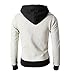 localmode Men's Double Zipper Hooded Jacket Turtleneck Fleece Hoodie Coat White L
