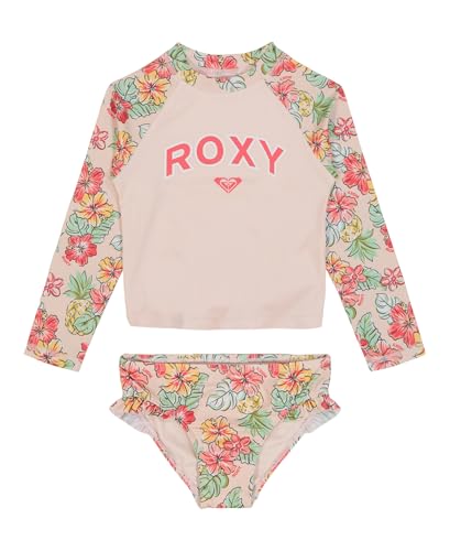 Roxy Baby-Girls 2-Piece Long Sleeve Rashguard Bikini Swim Set, Scallop Shell/Pr…