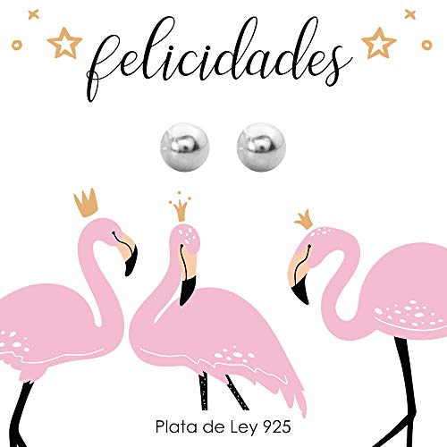 Pendientes Media Bola Plata De Ley Con Tarjeta Regalo De