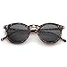 zeroUV - Retro Horn Rimmed Keyhole Nose Bridge P3 Round Sunglasses 49mm (Shiny Brown-Tortoise / Smoke)