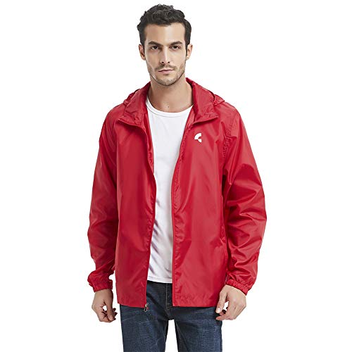 Mens Windbreaker Outdoor Lightweight Packable Raincoat 6 Colors S5XL