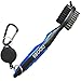 Golf Club Brush and Club Groove Cleaner 2 Feet Retractable Zip-line Aluminum Carabiner,Wire,Nylon Brush and Spike Cleaning Tool,Ergonomic Design, Easily Attaches to Golf Bag