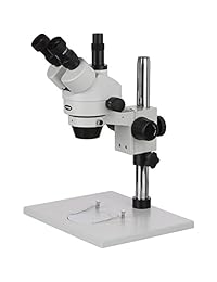 ?Microscopio profesional trinocular AmScope SM 1TZ, lentes WH10x, ampliación de 3.5X 90X, zoom objetivo de 0.7X 4.5X, iluminación ambiental, estilo de pilar grande, soporte para mesa, incluye lentes 0.5X y 2.0X Barlow