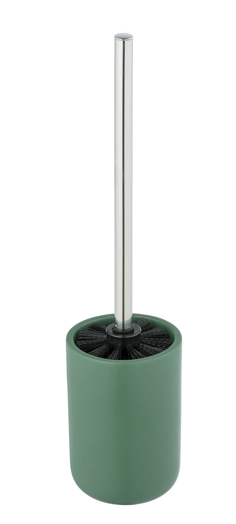 Allstar Olinda Toilet Brush Holder Conical Shape Brush Holder in Matt Finish Made of Ceramic with Black Toilet Brush Diameter 9.5 x Depth 40 cm Green
