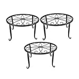 Indoor Metal Flower Pot Plant Stand Set of 3 Small Iron Potted Plant Stands（Black）