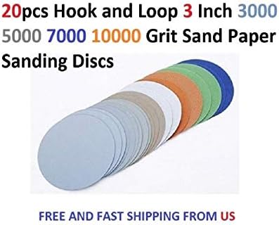 20ps 50mm Water Grinding Abrasive Flocking Sandpaper Grit 3000-10000 with 1ps 2 Inch 3mm Shank Polish Pad Plate Electric Grinder Accessory