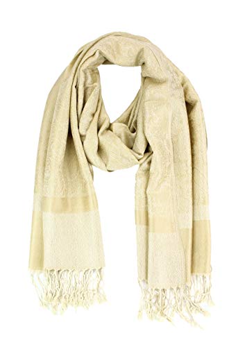 Paskmlna Paisley Jacquard Pashmina Shawl Wrap Scarf Stole (Champagne01828) - Thumbnail 7