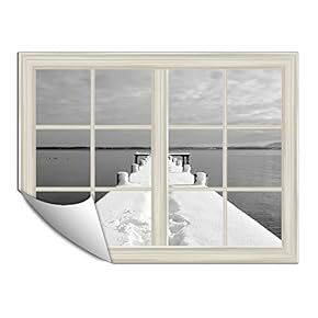 Wall Paper Small Wall Mural Snowscape Out of The Window Wall Art Removable Wall Decoration for Bedroom Living Room - 24x32 inches