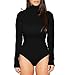Sumtory Women High Neck Top Bodysuit Long Sleeve Bodycon Romper Solid Thong Leotard