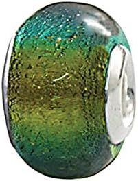 Zable Beads Sterling Silver Round Dichroic Aqua Glass Bead