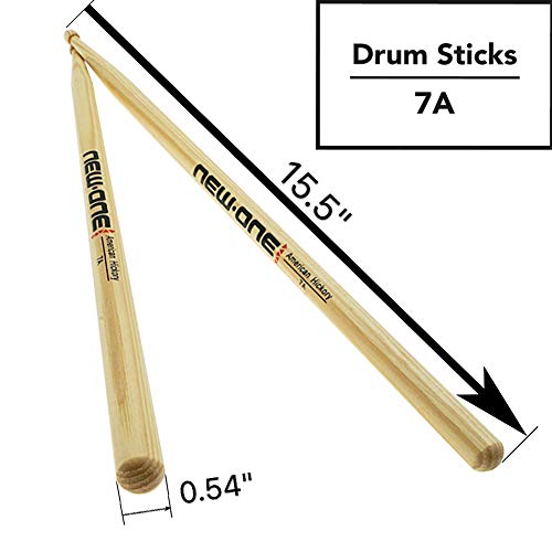 Drum Sticks 7A American Hickory Wood Tip Drumsticks for Kids Adults Practicing(1 pair) - Thumbnail 3