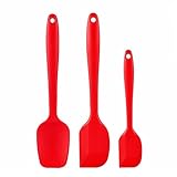 Cimostar 3-Piece Premium Silicone Utensils Set, Non-Stick & Heat Resistant Barbecue Tools,Silicone Kitchen Spatula Set (Red)
