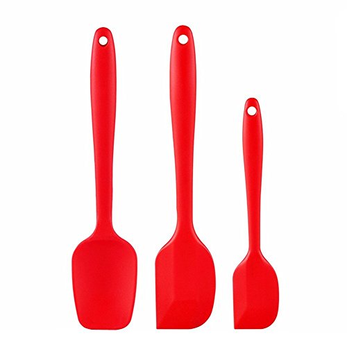 Cimostar 3-Piece Premium Silicone Utensils Set, Non-Stick & Heat Resistant Barbecue Tools,Silicone Kitchen Spatula Set (Red)