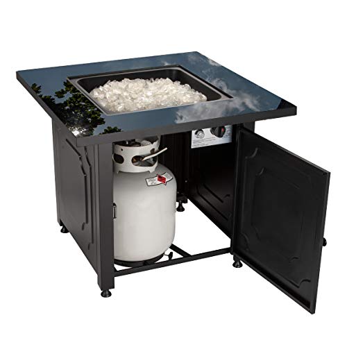 Blue Rhino Outdoor Propane Gas Fire Pit with Black Glass Top and White Fire Glass - Add Warmth and Beauty to Your Backyard - Thumbnail 3
