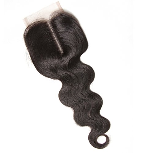 B&F Hair Brazilian Virgin Hair 1piece Body Wave Middle Part Lace Closure 100% Human Hair Natural Color 30-35g/pc (16inch Closure)