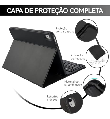 Capa + Teclado Bluetooth + Mouse Para Samsung Galaxy Tab A9+(2023) / A11+ (2025)