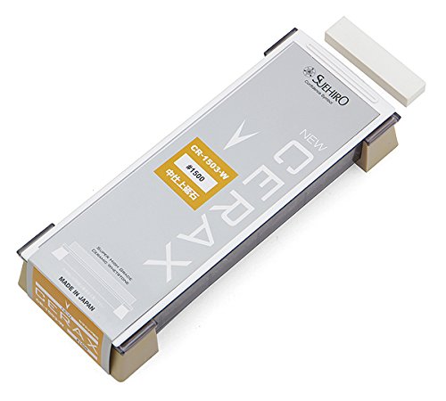 Pre-Final Medium Whetstone Suehiro New Cerax Size 3 CR-1503-W Grit ＃1500, White Fused Alumina (WA), Size 183×63×20mm, Storage Case and Cleaning Stone Included
