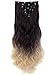LELINTA 7Pcs 16 Clips 24 Inch Wavy Curly Full Head Clip in on Double Weft Hair Extensions Dark Brown To Bleach Blonde