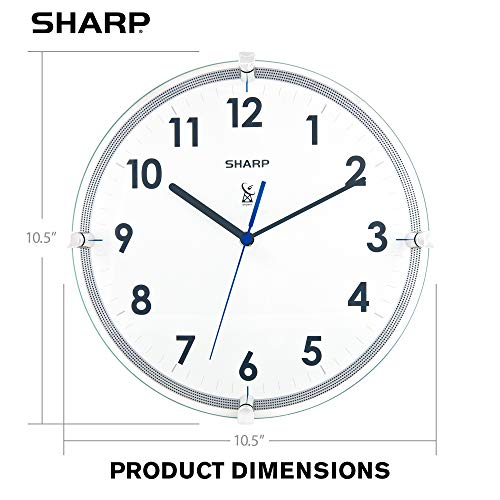 Sharp Atomic Analog Wall Clock 10.5” Suspended Glass Face Atomic