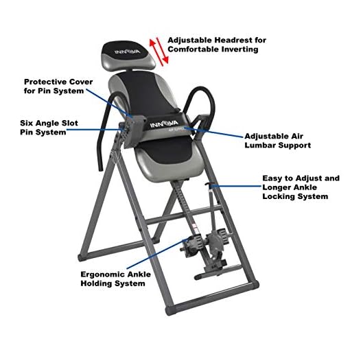 INNOVA HEALTH AND FITNESS ITX9900 Inversion Table with Air Lumbar Support, Black/Gray - Image 3