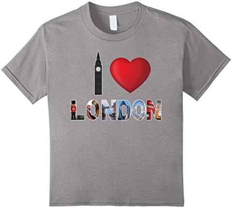 Kids I Love London Travel Tourist Tshirt UK World Tees 12 Slate