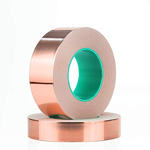 Copper Foil Tape, Double-Side Conductive Adhesive for Plants protection, Slug Snail Repellent, Guitar EMI Shielding, Stained Glass, Electrical Repairs, DIY, 20 meters long (30 mm）