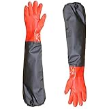 2 Pairs Long Working Durable Waterproof PVC Knitted Gloves with Cotton lining Fishing Operation Resistant Garden Gloves Agricultural Gloves-Large gloves