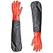 2 Pairs Long Working Durable Waterproof PVC Knitted Gloves with Cotton Lining Fishing Operation Resistant Garden Gloves Agricultural Gloves-Large Gloves