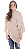 Simplicity Ponchos for Women Batwing Knitted Tassel Sweater Pashmina Shawl khaki