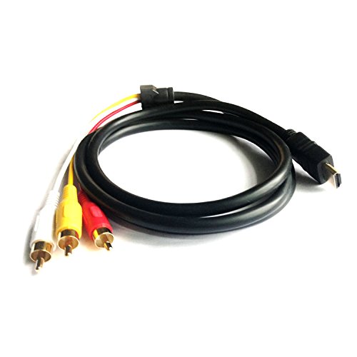 eBerry HDMI to RCA Cable, HDMI Male to 3RCA AV Composite Male M/M Connector Adapter Cable Cord Transmitter (NO Signal Conversion Function), One-Way Transmission from HDMI to RCA - 5ft/1.5m Black - Thumbnail 4