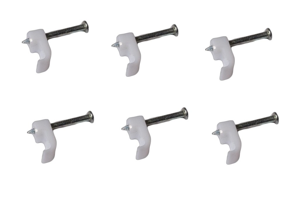 Merriway BH02261 5 mm Wide Clips for Bell Wire & Internet Cable , White, Pack of 100 Piece