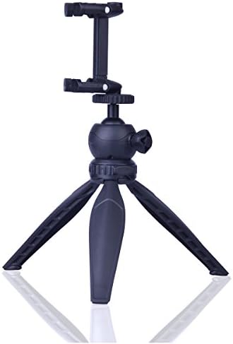 DAYOOH Mini Tripod with Cell Phone Clip Holder for iPhone - Lightweight Tripod Stand with Swivel Ball Head for DSLR Camera Cellphone Gopro,Black