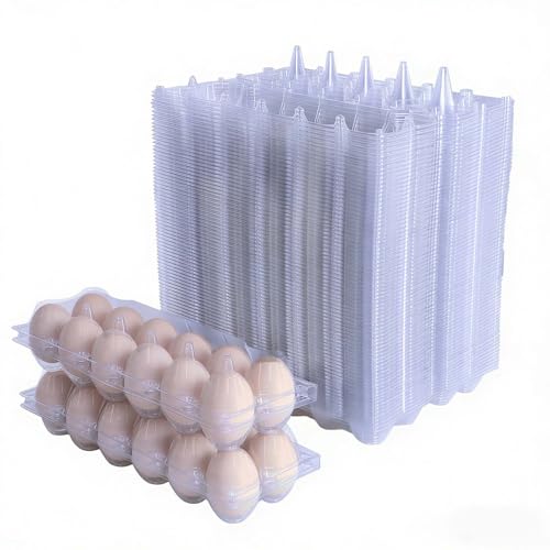 LSGENGXCY 100 piece Disposable Transparent Egg Cartons, 12 Plastic Egg Storage Containers, 2 Rows And 6 Columns of Empty Egg Cartons.2 * 6 (ZF-DH-2 * 6-100-1)