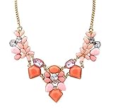 Drop Wings Pattern Charms Pendant Crystal Beads Flower Dangle Necklace