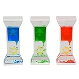 3 Liquid Water Wheel Timer Toys for Sensory Play, Fidget Toy, Calming Toy, Sensory Visual Relaxation Toy, Office Desk Toy, Teeth Brushing Timer, ADHD Timer; Bulk Pack of 3 Pieces Assorted Colors