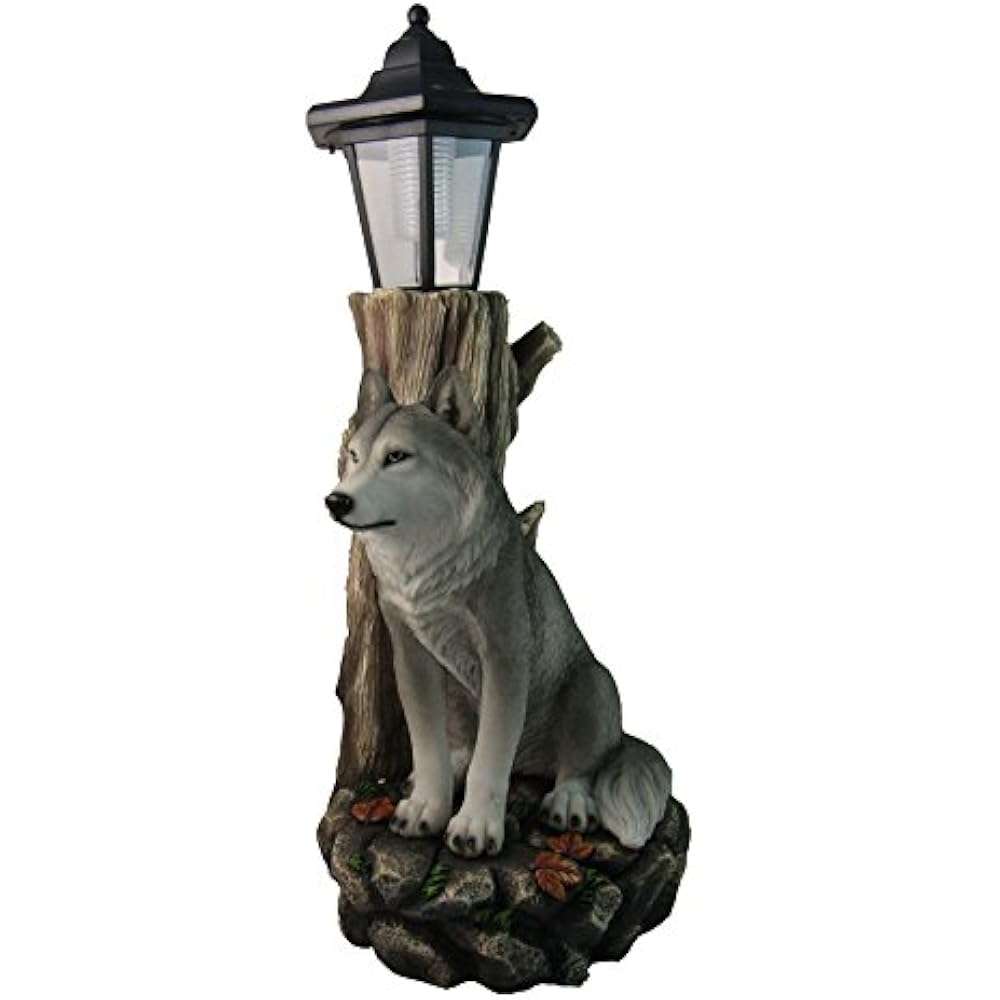Spirit Wolf Outdoor Solar Lantern Statue Lawn Garden Porch Patio