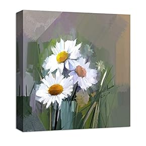 Canvas Wall Art Abstract Beautiful Bunch of Flowers Painting Artwork for Home Prints Framed - 12x12 inches