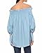 ZANZEA Women's Plus Size Off shoulder 3/4 Sleeve Loose Long Tops Blouse Shirt Azure US 14/ASIAN L