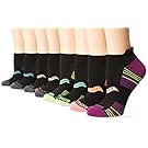 Saucony Women's Performance No-Show Sport Socks - 8 Pack, Black Assorted, 9-11 Socks/5-10 Shoe