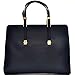 Dasein Classic Two Tone Emblem Leather Shouder Bag, Satchel, Briefcase, Tablet Bag, iPad Bag