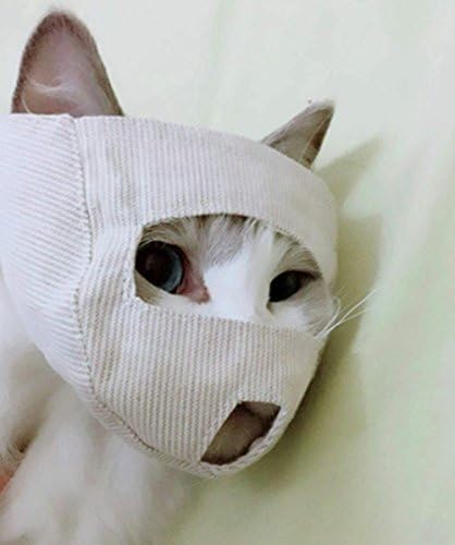 Qzsky 猫点眼補助マスク 猫の眼帯 猫の目のケア マジック貼ることは大きさを調節することができます 通気設計 M ペット用品 通販 Amazon